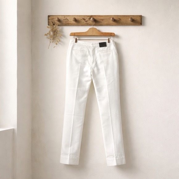 Banana Republic Ryan Straight Leg Pants Women 2 White NEW Mid Rise Slim Fit - Picture 2 of 12